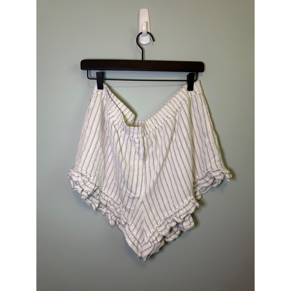 Maeve Anthropologie Skirty Flirty Striped Ruffle Shorts White Black XL - Picture 4 of 7